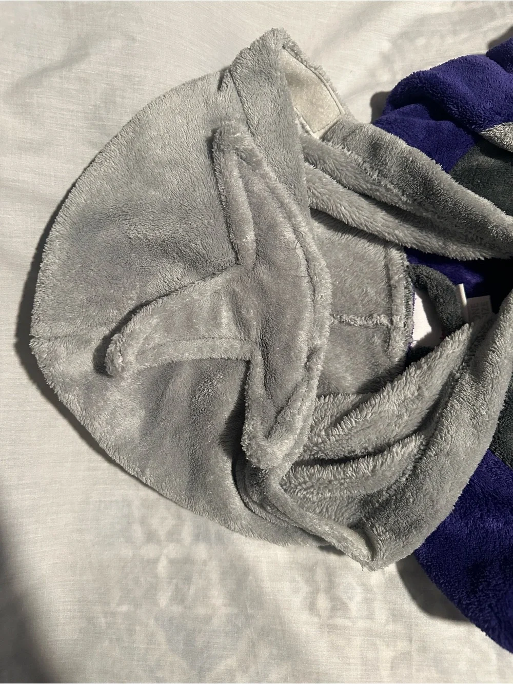 Nickelodeon Gray Plush Robe with Purple Lining and Black Trim